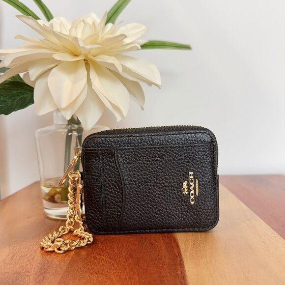 NWT Coach Leather Zip Card Case - Picture 1 of 6